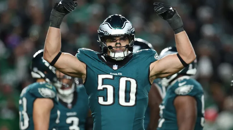 Jaelan Phillips #50 of the Philadelphia Eagles in 2025.