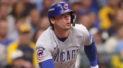 Nico Hoerner #2 of the Chicago Cubs at bat.