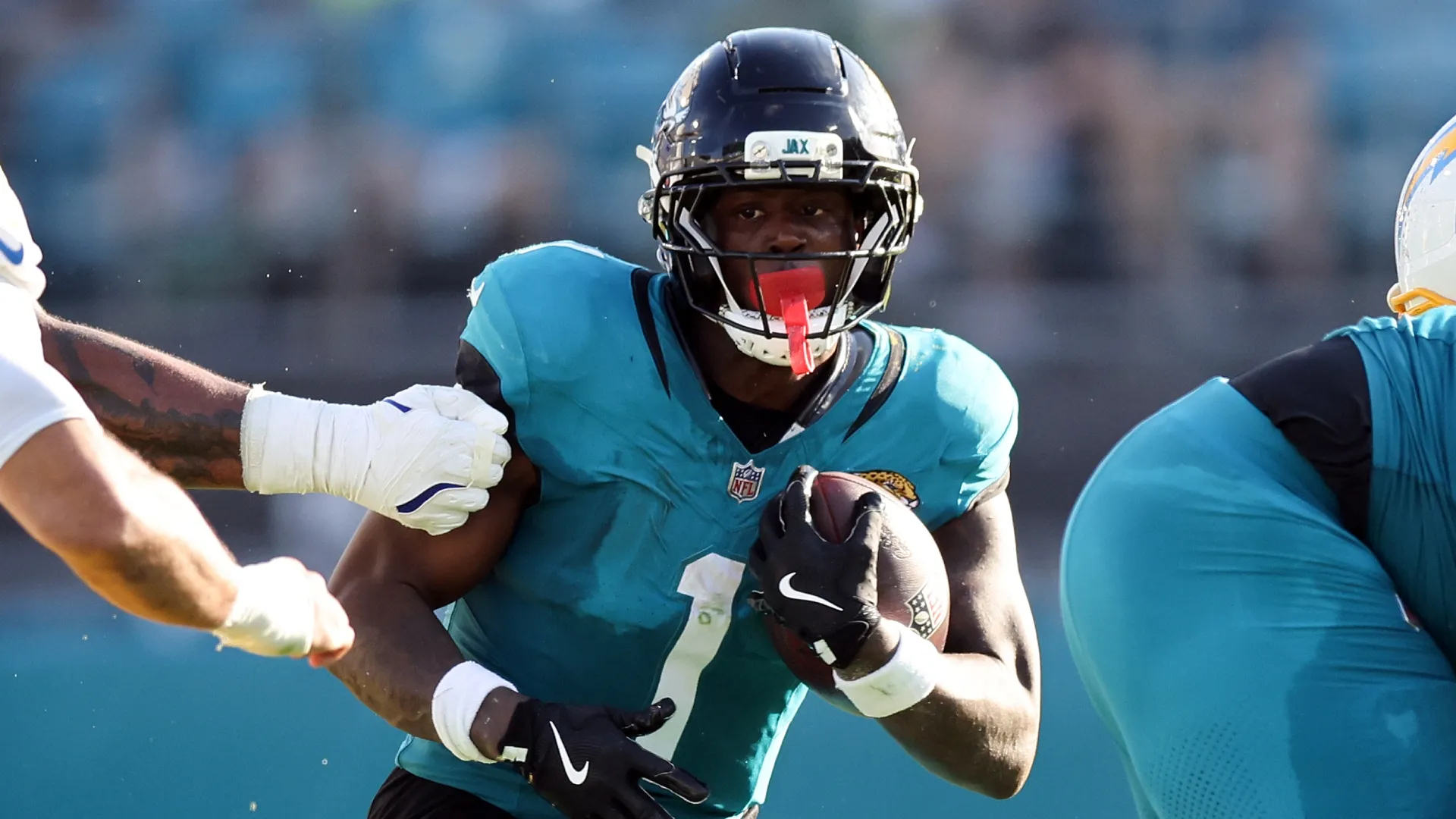 Travis Etienne of the Jaguars in 2025 (Source: Mike Carlson/Getty Images)