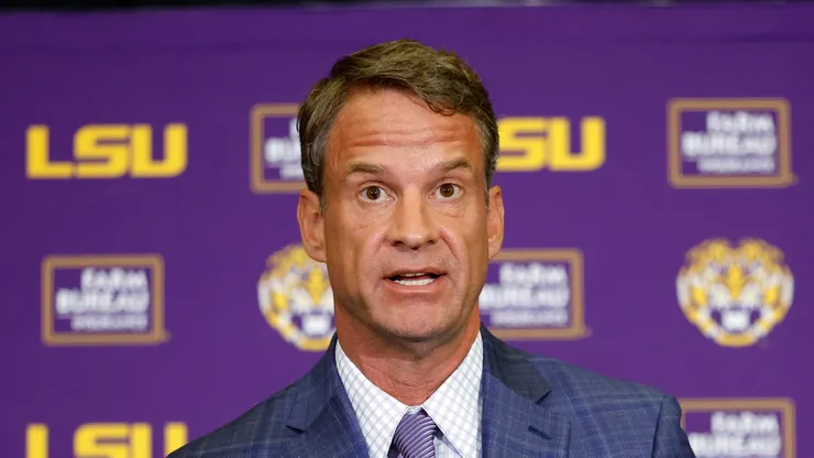 Lane Kiffin at Tiger Stadium in Baton Rouge, Louisiana