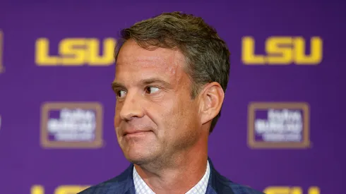 Lane Kiffin at Tiger Stadium in Baton Rouge, Louisiana