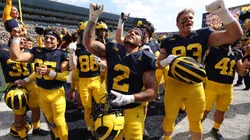 Blake Corum with his Michigan Wolverines teammates in 2023.