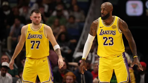 Luka Doncic and LeBron James of the Los Angeles Lakers.