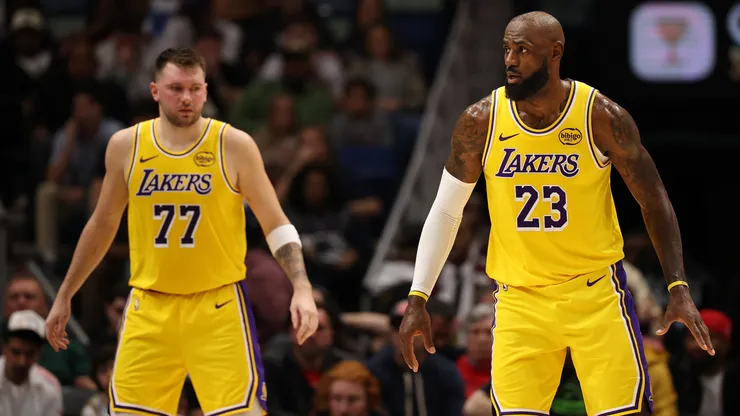Luka Doncic and LeBron James of the Los Angeles Lakers.