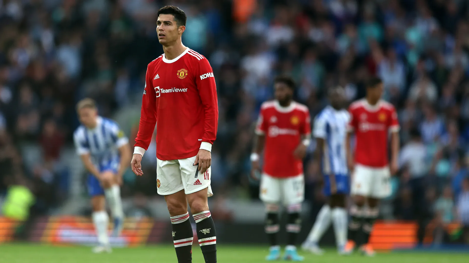 Cristiano Ronaldo during United loss against Brighton in 2022. (Getty Images)