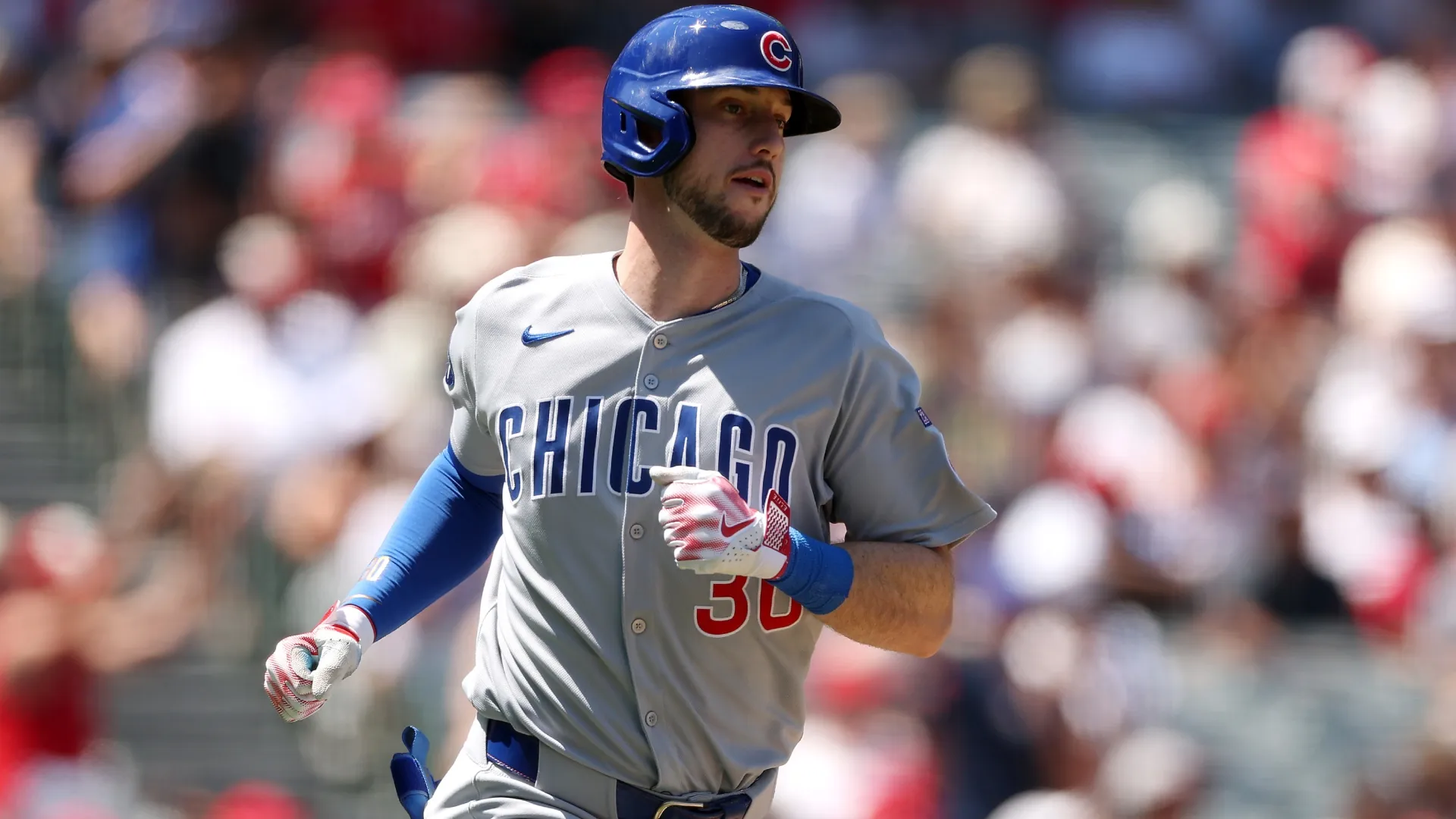 Kyle Tucker #30 with the Cubs in action against the Angels. Luke Hales/Getty Images