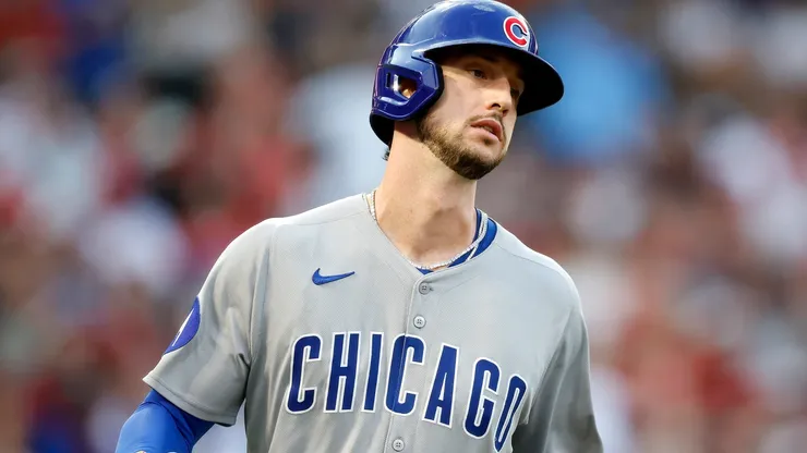 Kyle Tucker #30 with the Cubs reacts after hitting a home run.