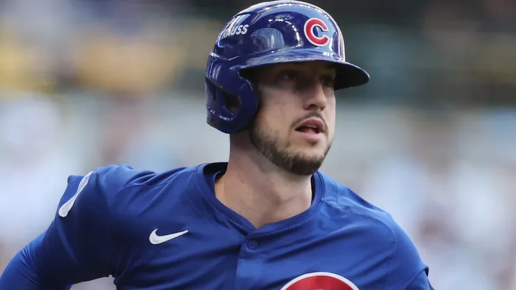 Kyle Tucker #30 with the Cubs in action against the Brewers.
