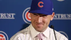 Newly acquired Chicago Cubs player Alex Bregman speaks to the media.