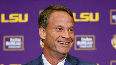 Lane Kiffin at Tiger Stadium in Baton Rouge, Louisiana