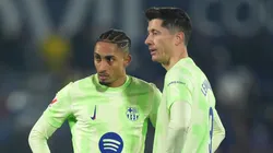 Raphinha and Robert Lewandowski of FC Barcelona.