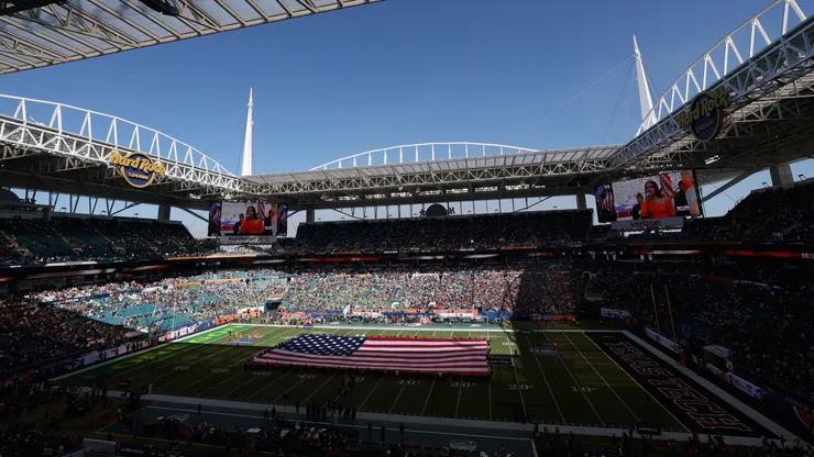 A general view Hard Rock Stadium prior to the 2025 College Football Playoff Quarterfinal in 2026.