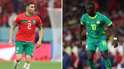 Achraf Hakimi of Morocco and Sadio Mane of Senegal
