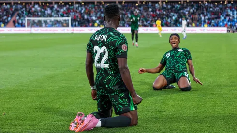 Akor Adams celebrates a goal.