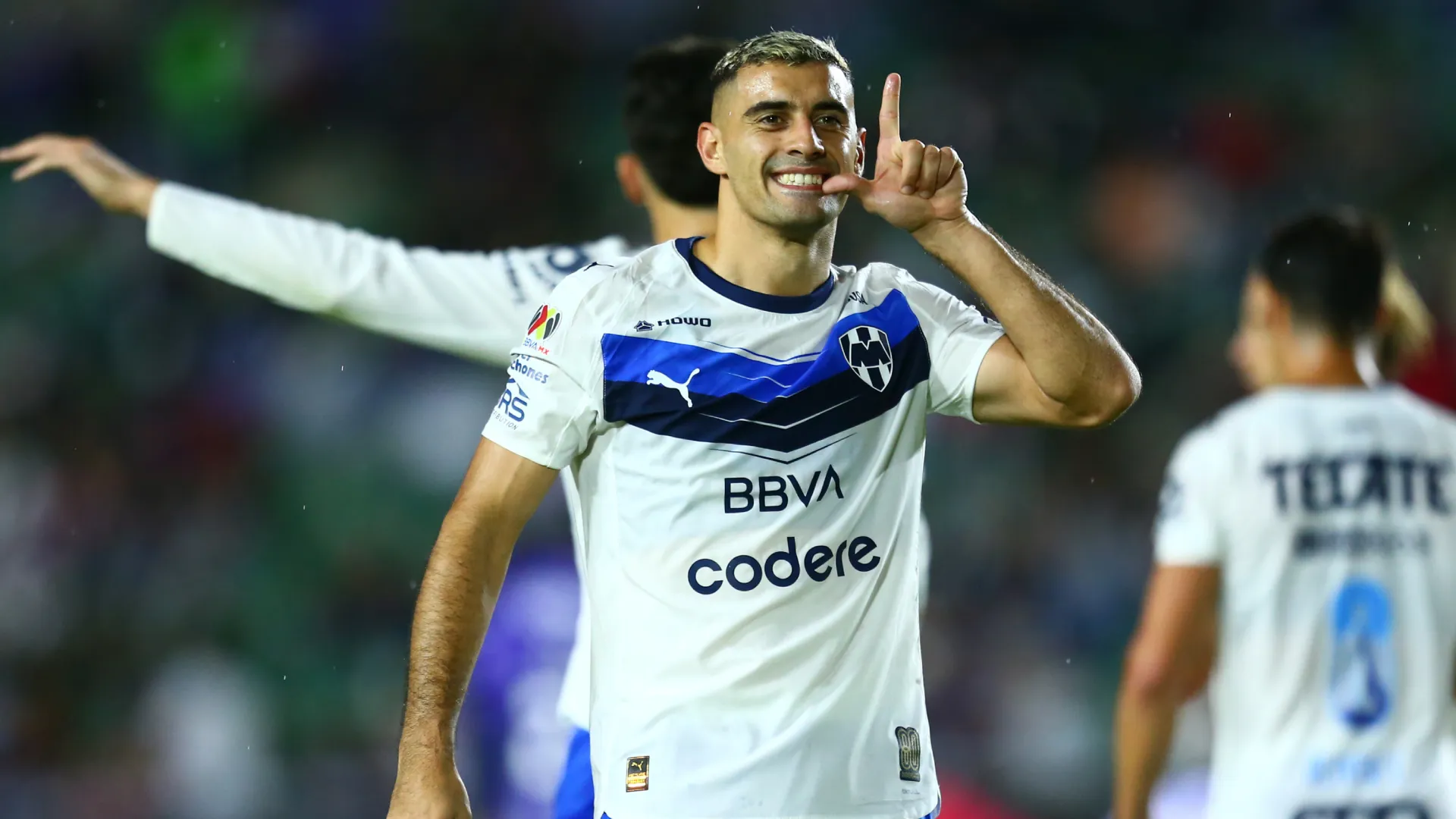 German Berterame celebrates a goal for Monterrey. (Getty Images)