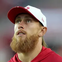Why is George Kittle not playing today for 49ers vs Seahawks in NFC Divisional Round of 2026 NFL playoffs?