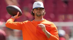 Jarrett Stidham warm up on August 09, 2025 in California.