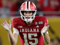 What is the white substance on Fernando Mendoza’s hands during the 2026 CFP?