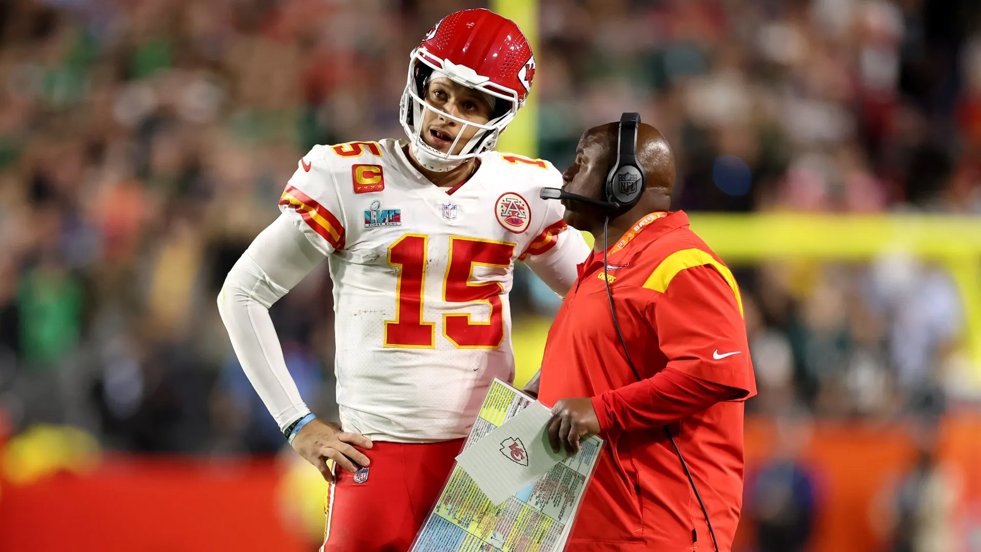 Patrick Mahomes with Eric Bienemy