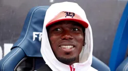 Paul Pogba looking from the bench.