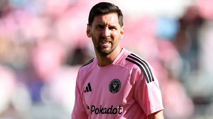 Lionel Messi reacts prior to an MLS game.