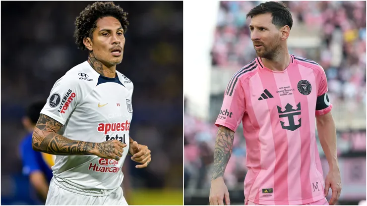 Paolo Guerrero of Alianza Lima and Lionel Messi of Inter Miami.
