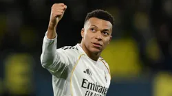 Kylian Mbappe celebrates a goal against Villarreal.