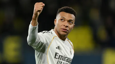 Kylian Mbappe celebrates a goal against Villarreal.