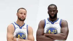 Stephen Curry #30 and Draymond Green #23 of the Golden State Warriors.