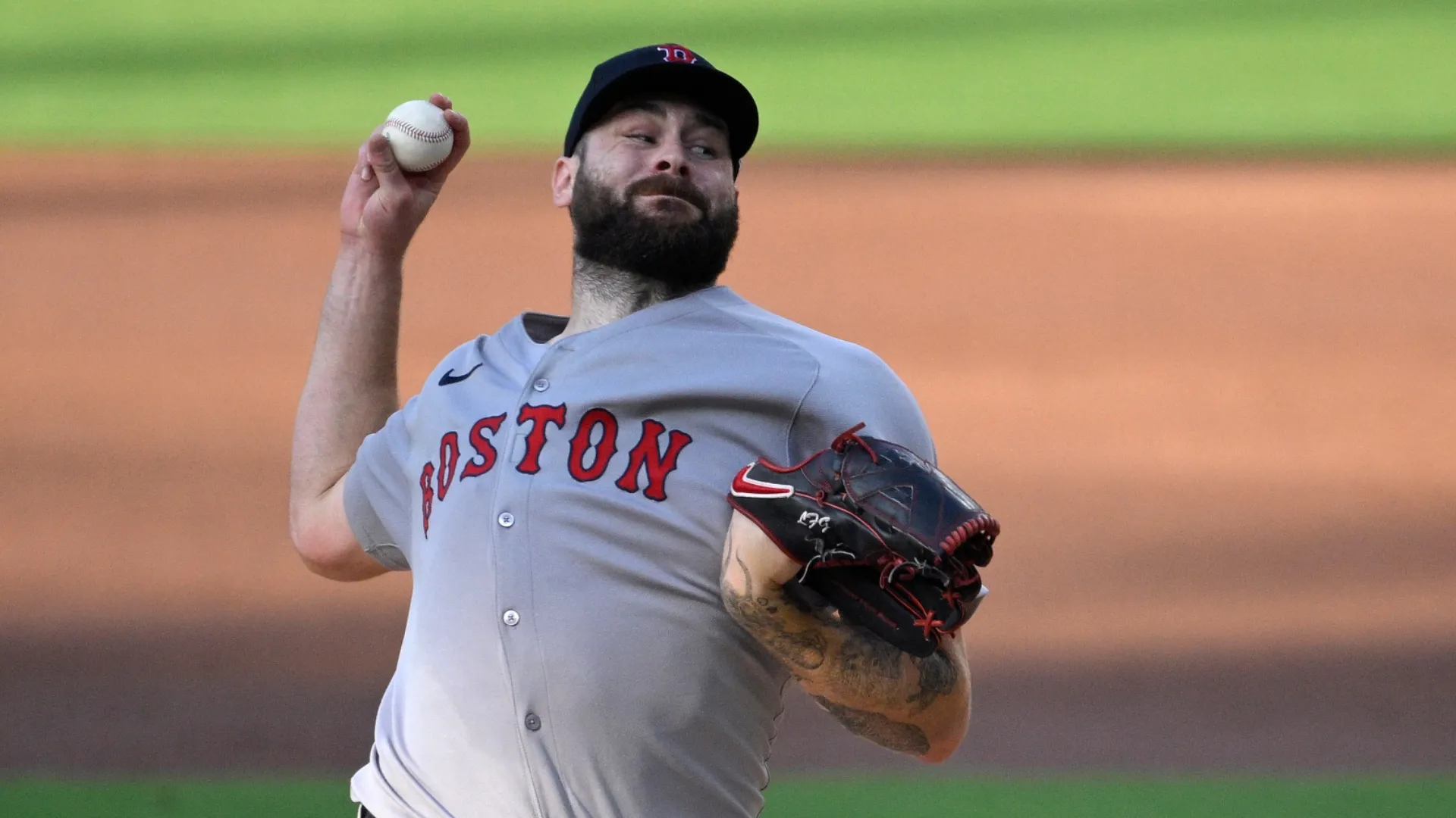 Lucas Giolito #54 of the Red Sox pitches against the Padres. Orlando Ramirez/Getty Images