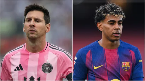 Lionel Messi of Inter Miami and Lamine Yamal of Barcelona.