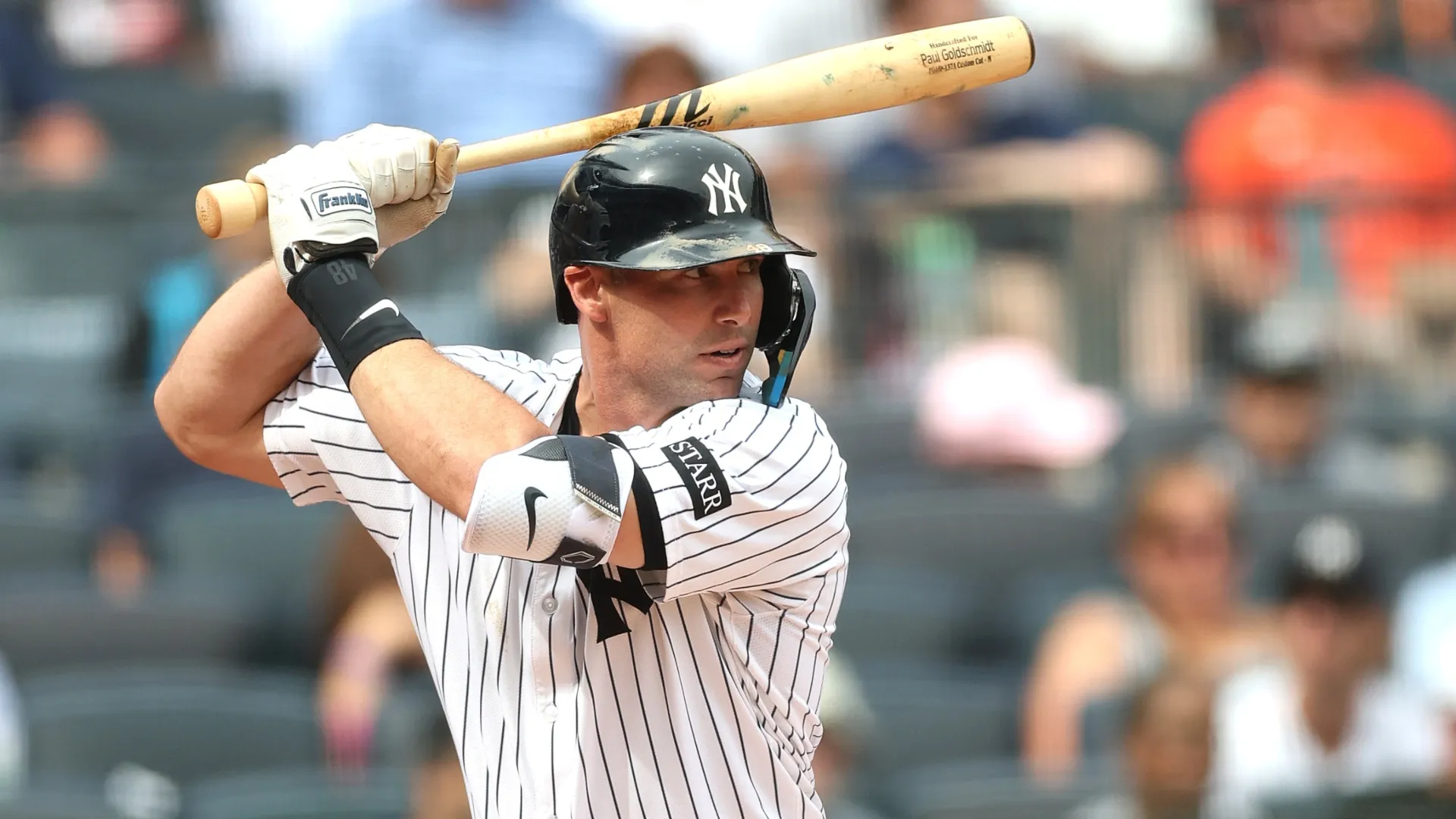 Paul Goldschmidt #48 of the Yankees in action during the game against the Orioles. Ishika Samant/Getty Images