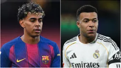 Lamine Yamal of Barcelona and Kylian Mbappe of Real Madrid