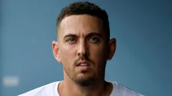 Austin Barnes in the dugout on March 28, 2025 in Los Angeles.