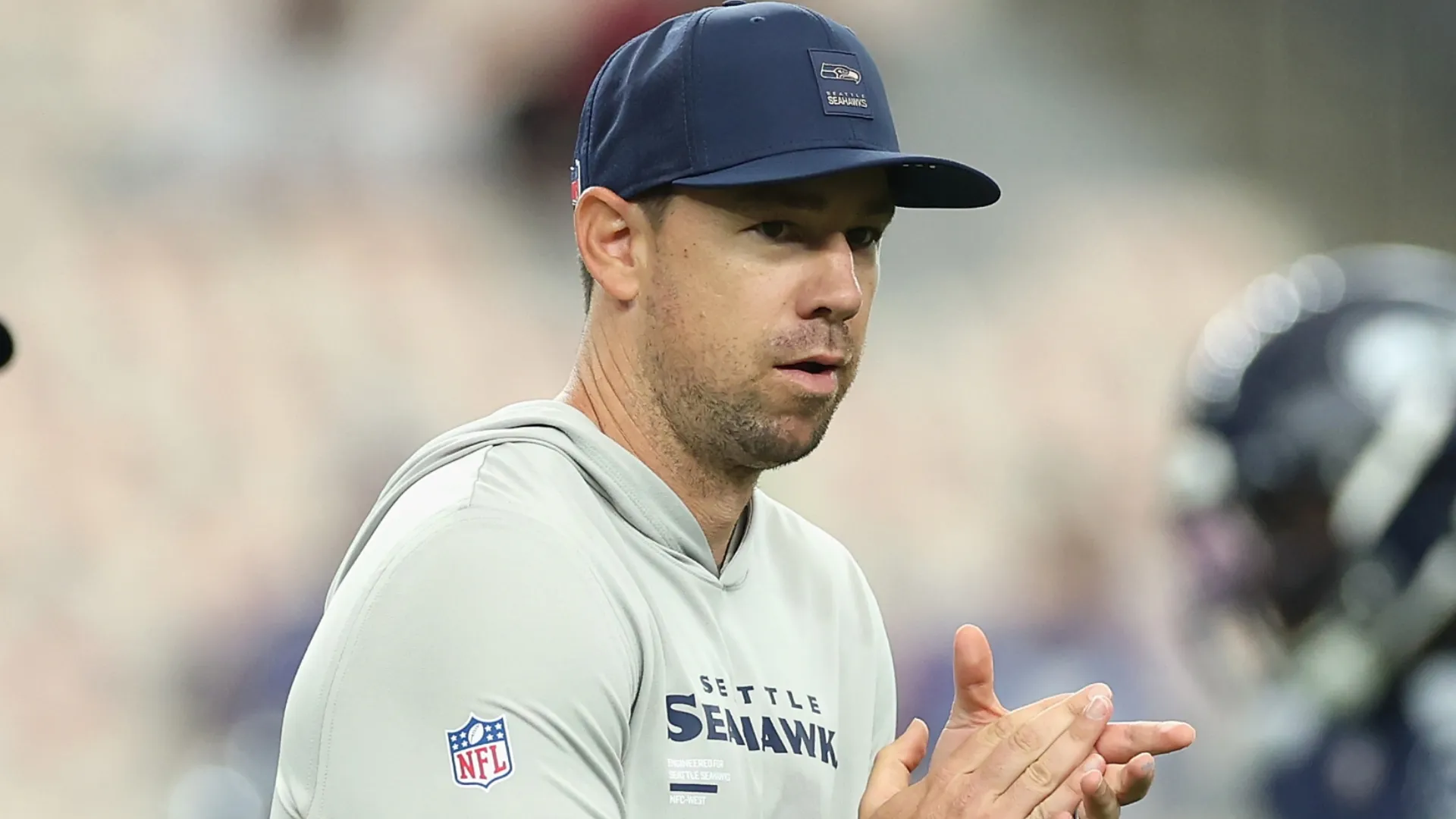 Offensive Coordinator Klint Kubiak of the Seattle Seahawks