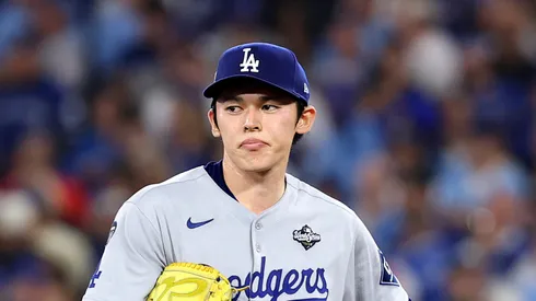 Roki Sasaki at Rogers Center in Toronto, Ontario.