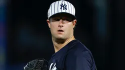 Gerrit Cole #45 of the New York Yankees looks on.
