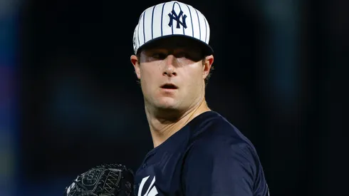 Gerrit Cole #45 of the New York Yankees looks on.
