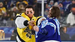 Jeremy Swayman fighting Andrei Vasilevskiy