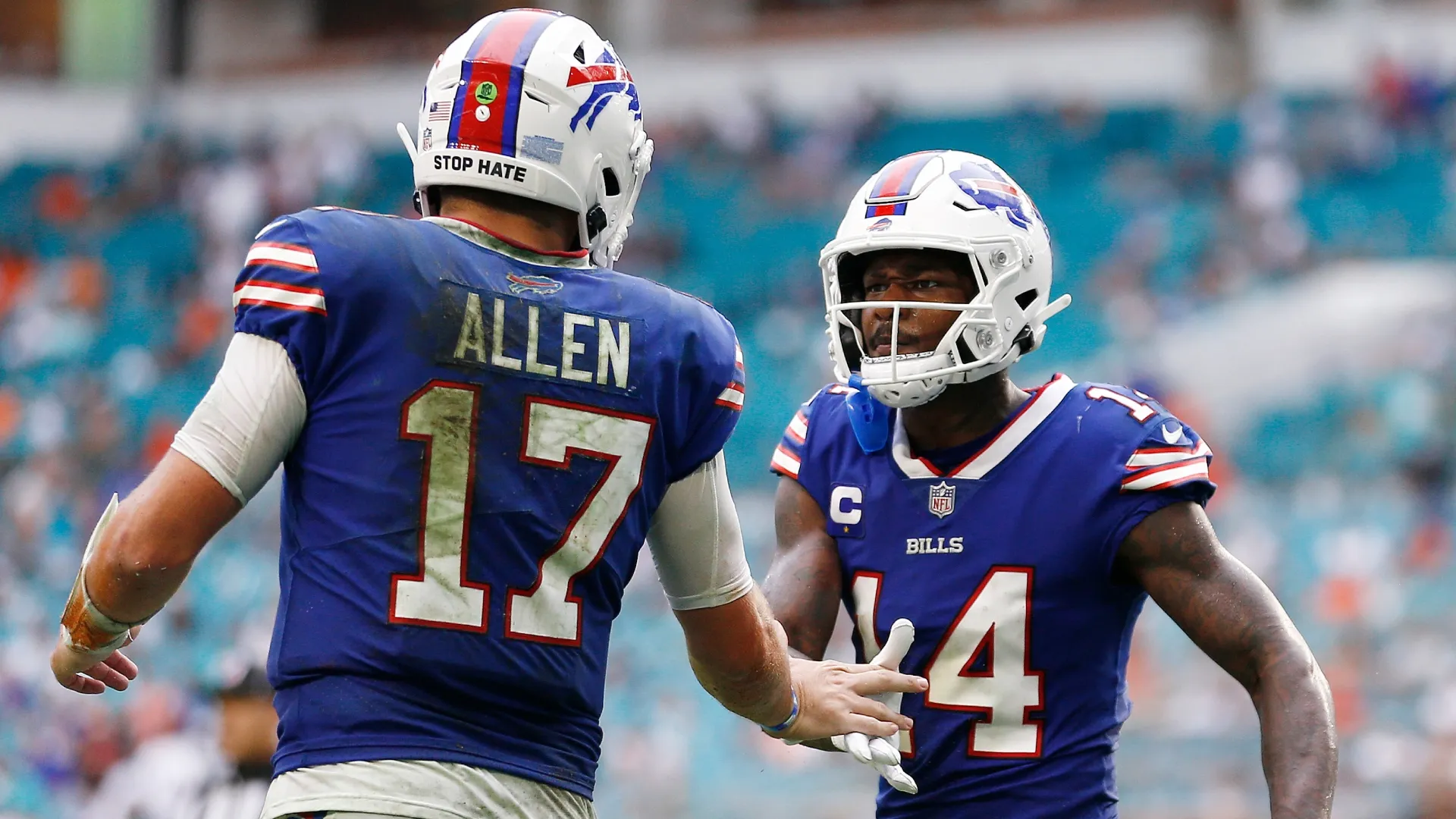 Stefon Diggs with Josh Allen