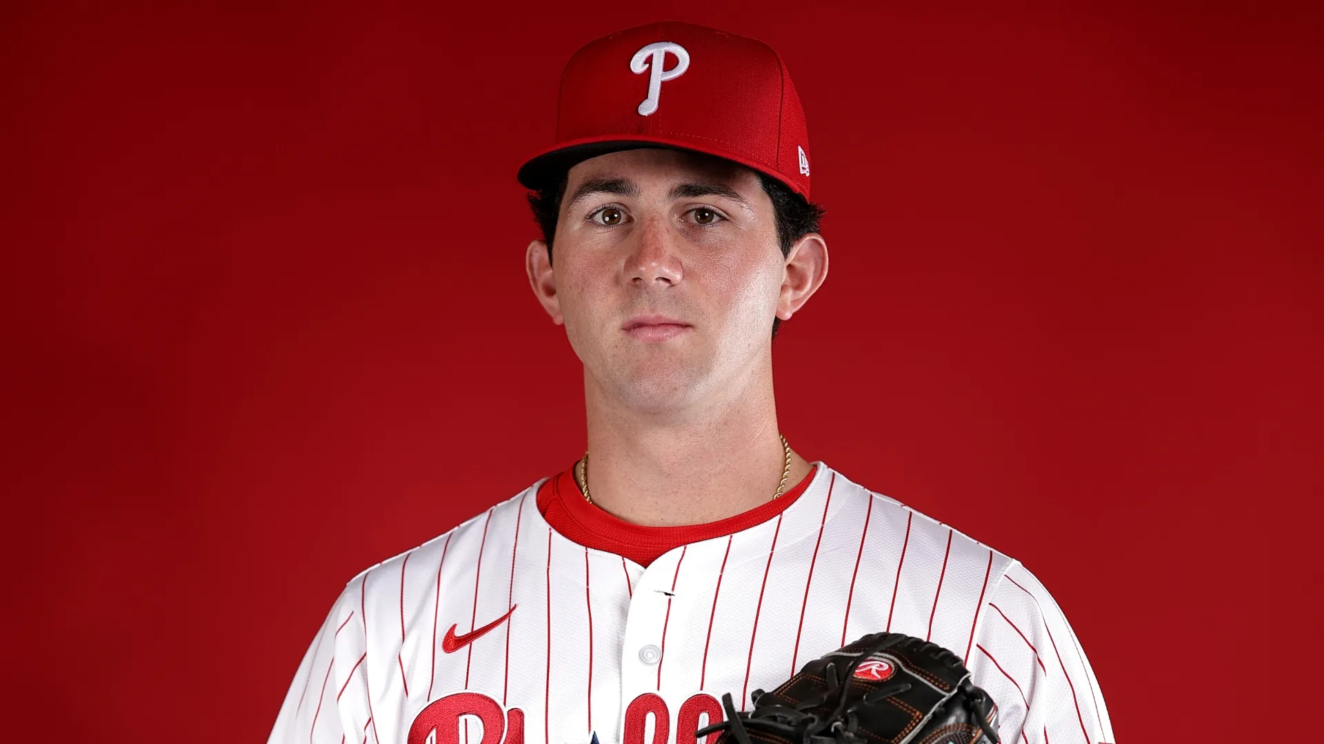 Andrew Painter #76 of the Phillies poses for a portrait during the Photo Day. Elsa/Getty Images