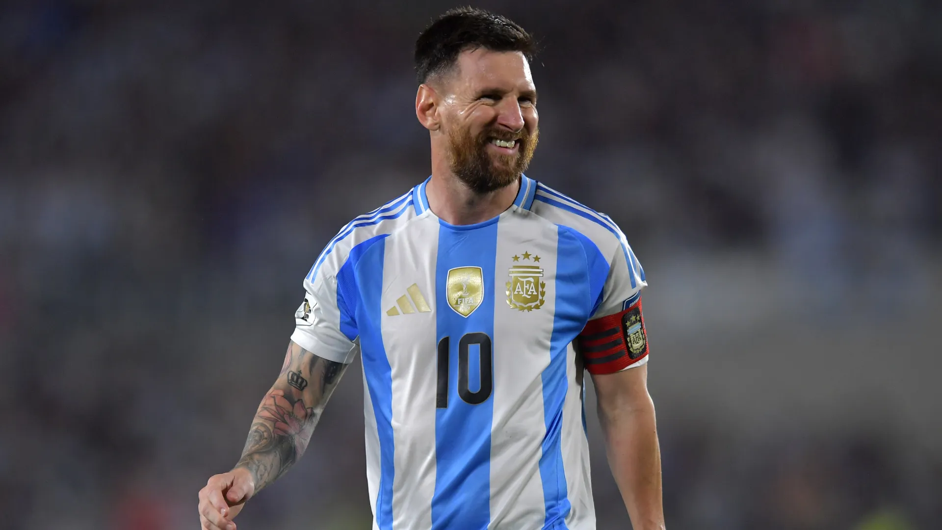 Lionel Messi reacts during an Argentina game
