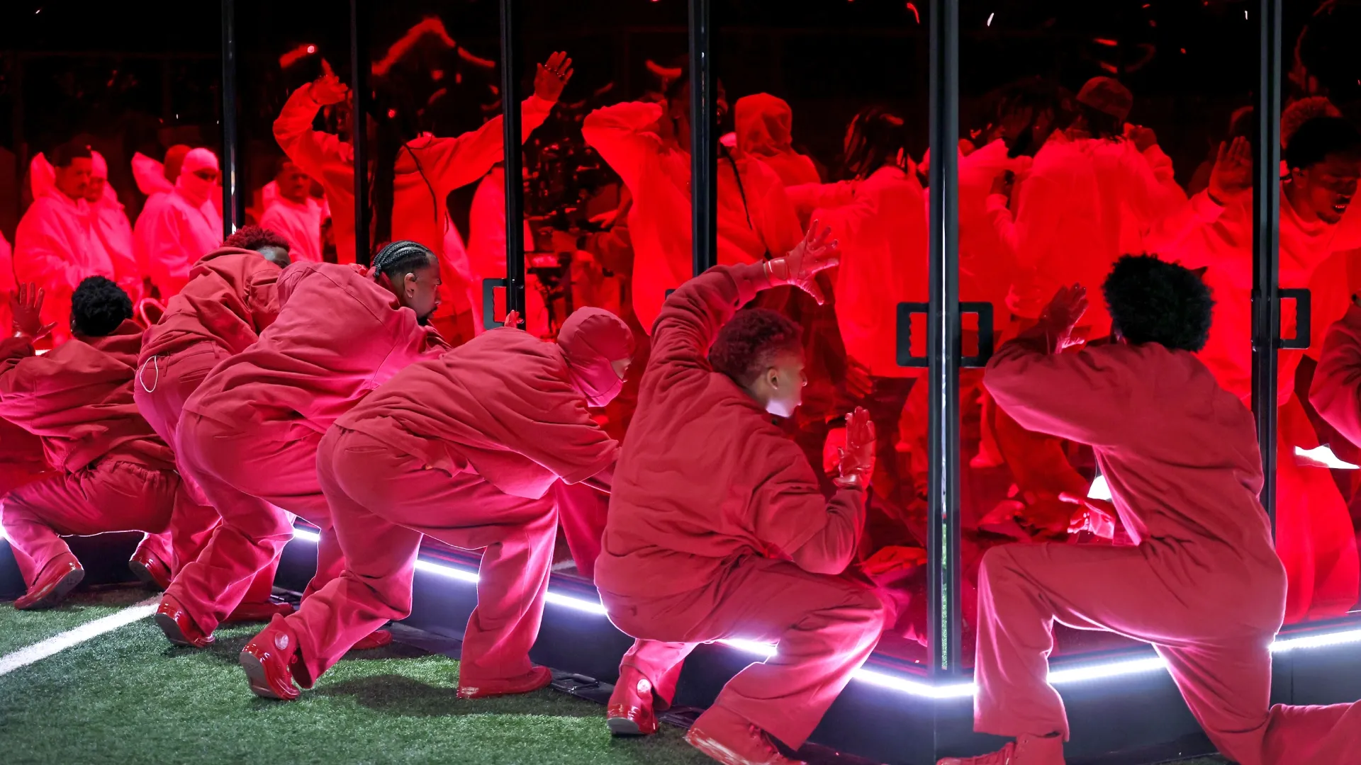 Performers are seen onstage during Apple Music Super Bowl LIX Halftime Show (Source: Jamie Squire/Getty Images)
