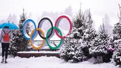 The Olympic rings in Cortina