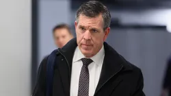 Head coach Mike Sullivan of the Rangers arrives for the game.