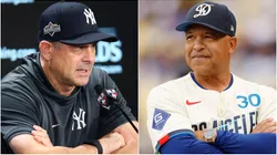 New York Yankees' manager Aaron Boone and Los Angeles Dodgers manager Dave Roberts.