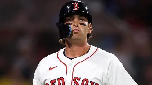 Triston Casas #36 of the Red Sox looks on after striking out.