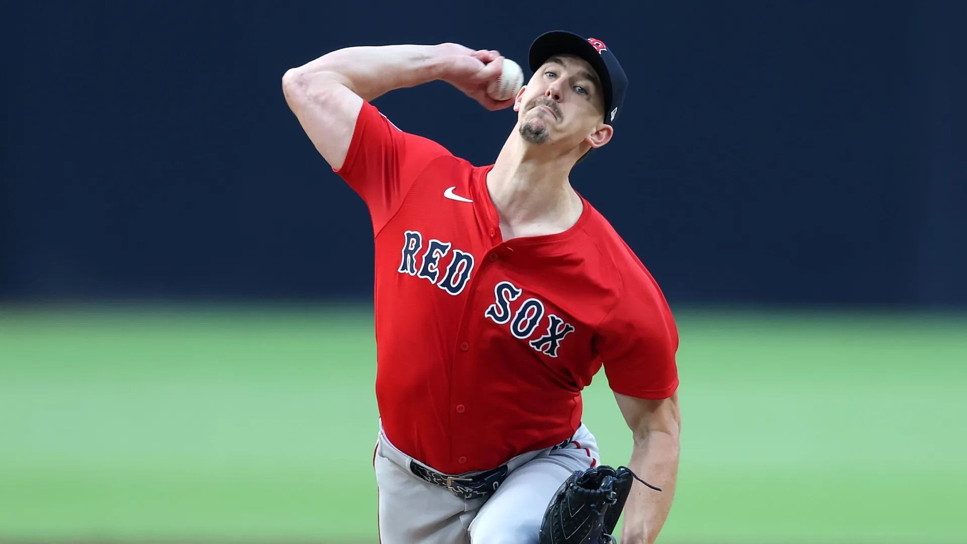 Walker Buehler #0 with the Red Sox during the first inning of a game against the Padres. Sean M. Haffey/Getty Images