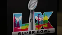 A detailed view of the Super Bowl LX logo during Opening Night in 2026.