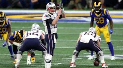 Tom Brady of the Patriots calls a time-out in the first quarter of the Super Bowl LIII in 2019.